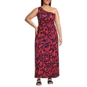 Lands’ End 1X One Shoulder Fit and Flatter Maxi Dress NWT